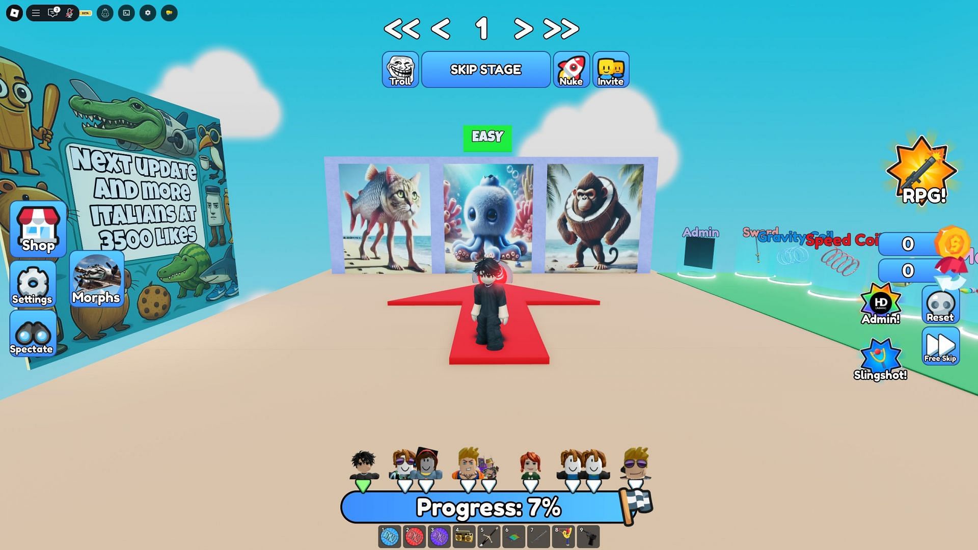 Gameplay screenshot from Italian Brainrot Challenge (Image via Roblox)